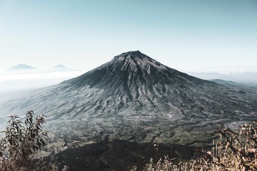Free Breathtaking landscape with Mount Merapi volcano in the early morning light. Stock Photo