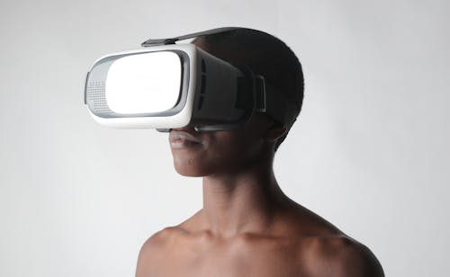 Man Wearing Black White Vr Goggles