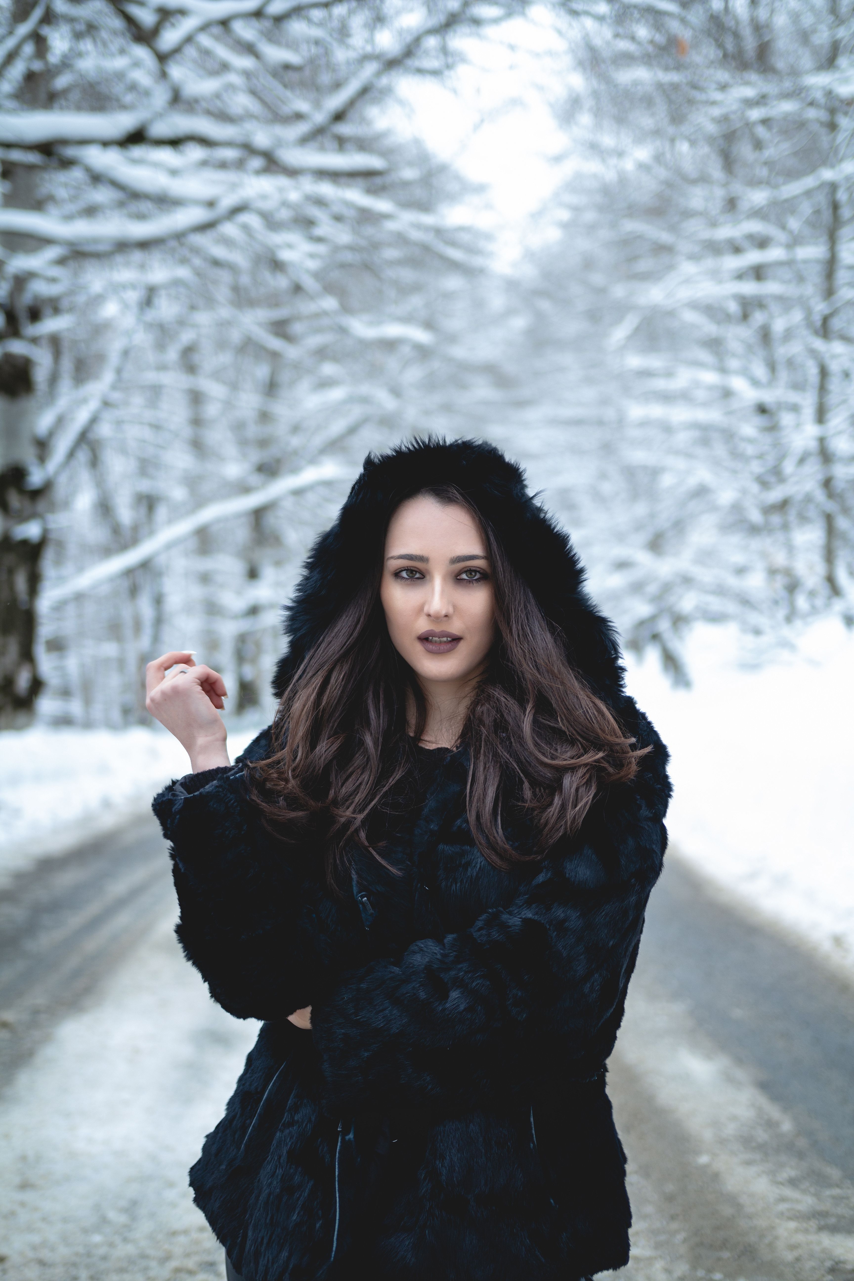 Beautiful Woman in Black Fur Coat · Free Stock Photo
