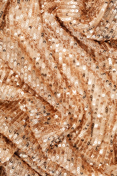 Crinkled Brown Sequence Textile