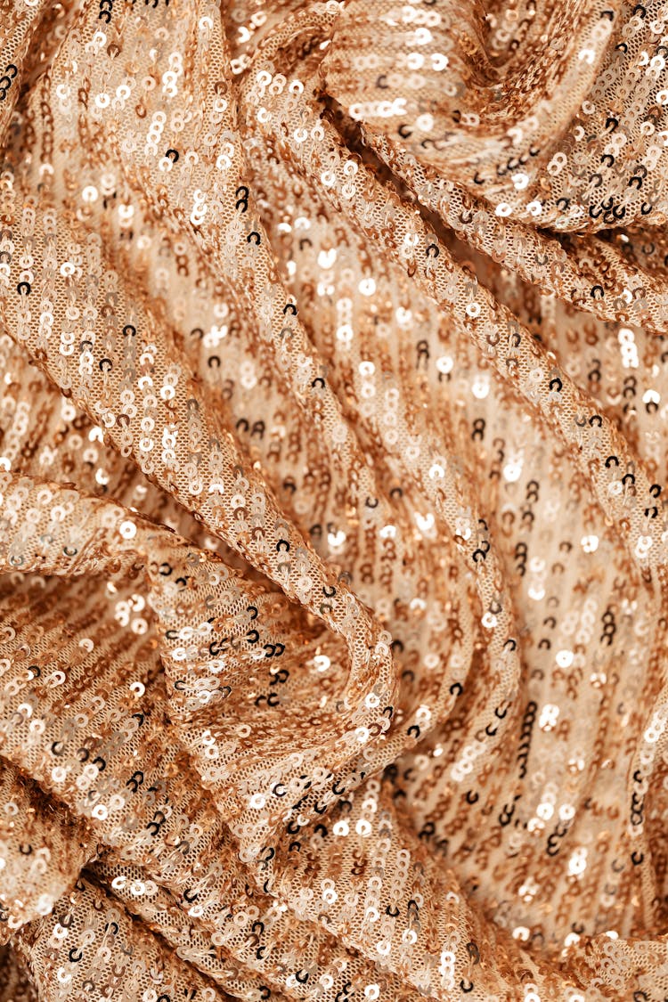 Crinkled Brown Sequence Textile