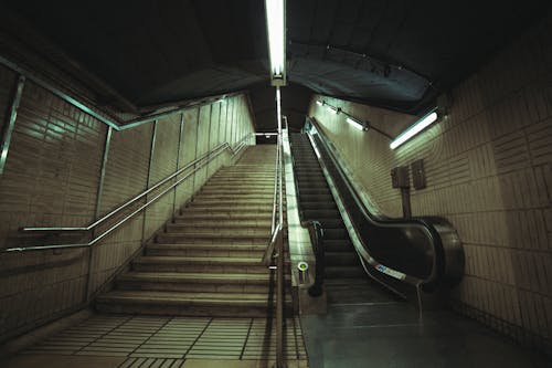 無料 エスカレーター, コンクリート階段, 地下鉄のプラットフォームの無料の写真素材 写真素材