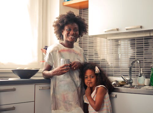 Woman with Daughter in Kitchen 
