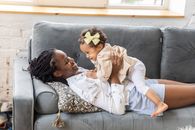 Mother and Daughter on Bed