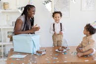 Mother and Children Celebrating Birthday