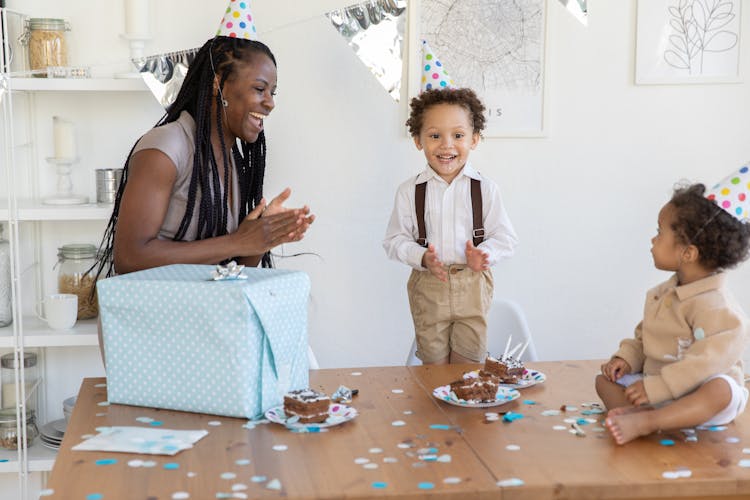 Mother And Children Celebrating Birthday 