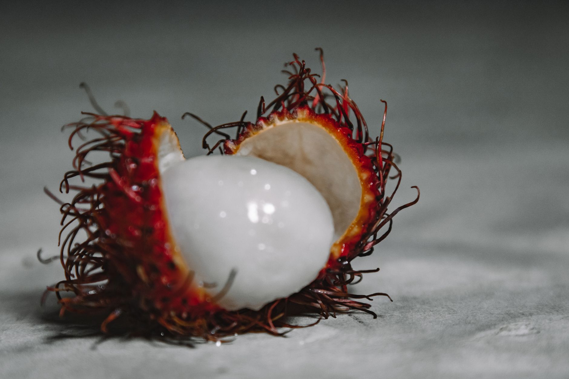 Fresh peeled lychee and rambutan fruit ready to eat