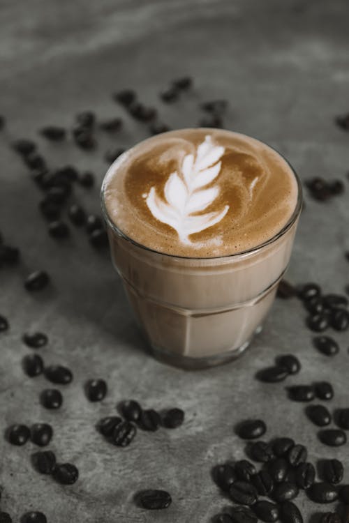 Latte Art in a Clear Drinking Glass