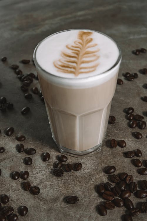 Latte Art in a Clear Drinking Glass