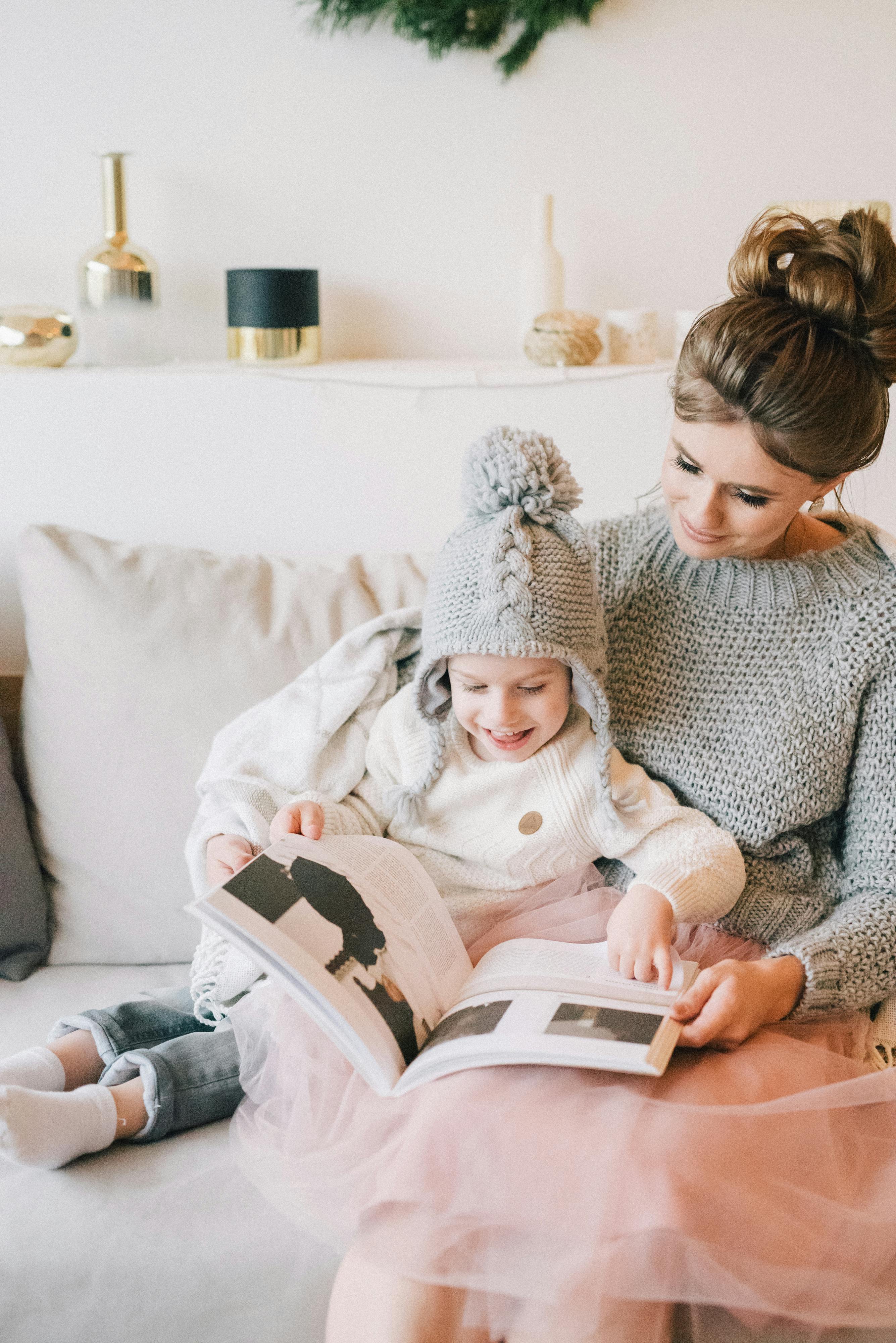 mother and child reading a book