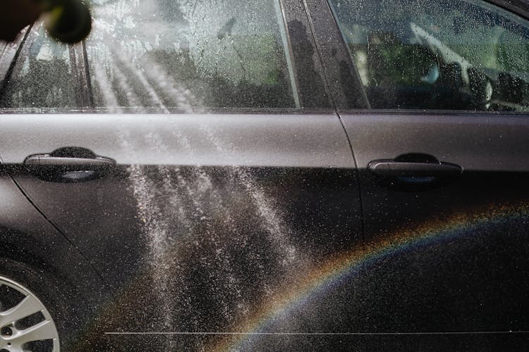 Washing Of Black Car 