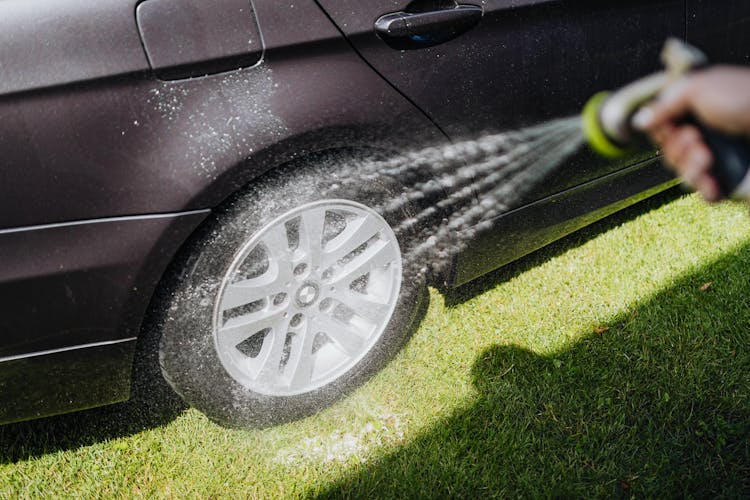 Cleaning On Car Rim And Tire