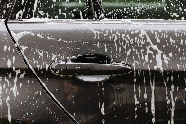 Soap suds on car door
