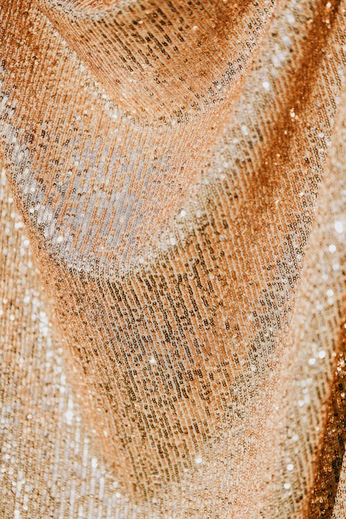 Brown Textile with Golden Sequins