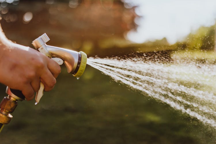 Selective Focus Photo Of A Person Using A Spray Hose