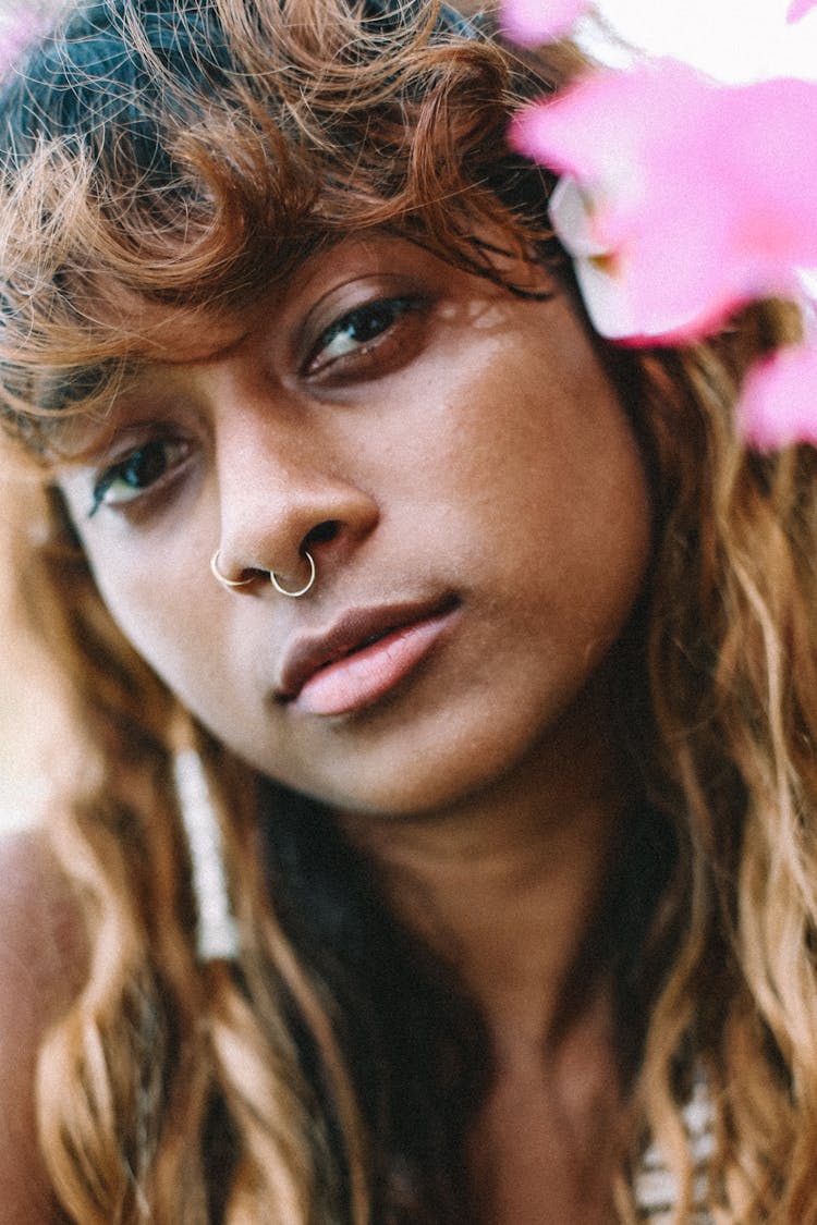 Woman With Piercing In Nose