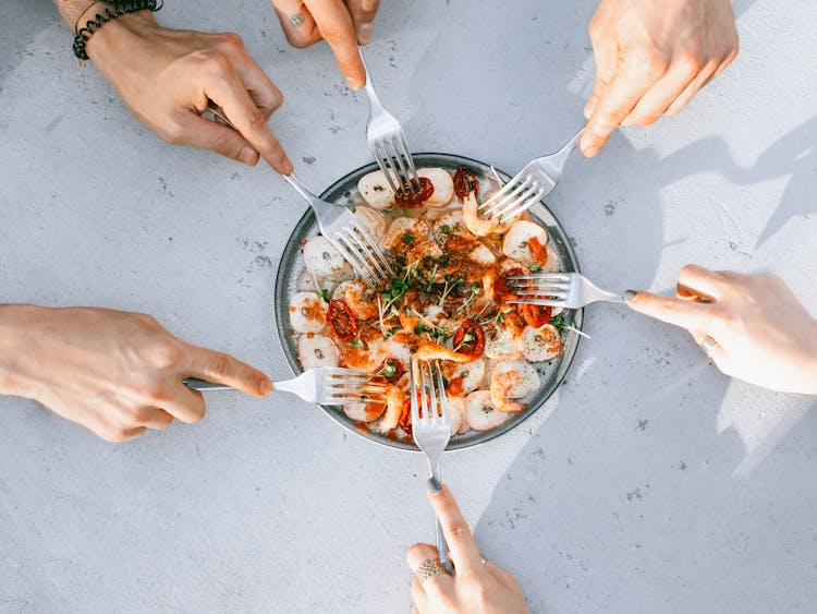 People Sharing Seafood