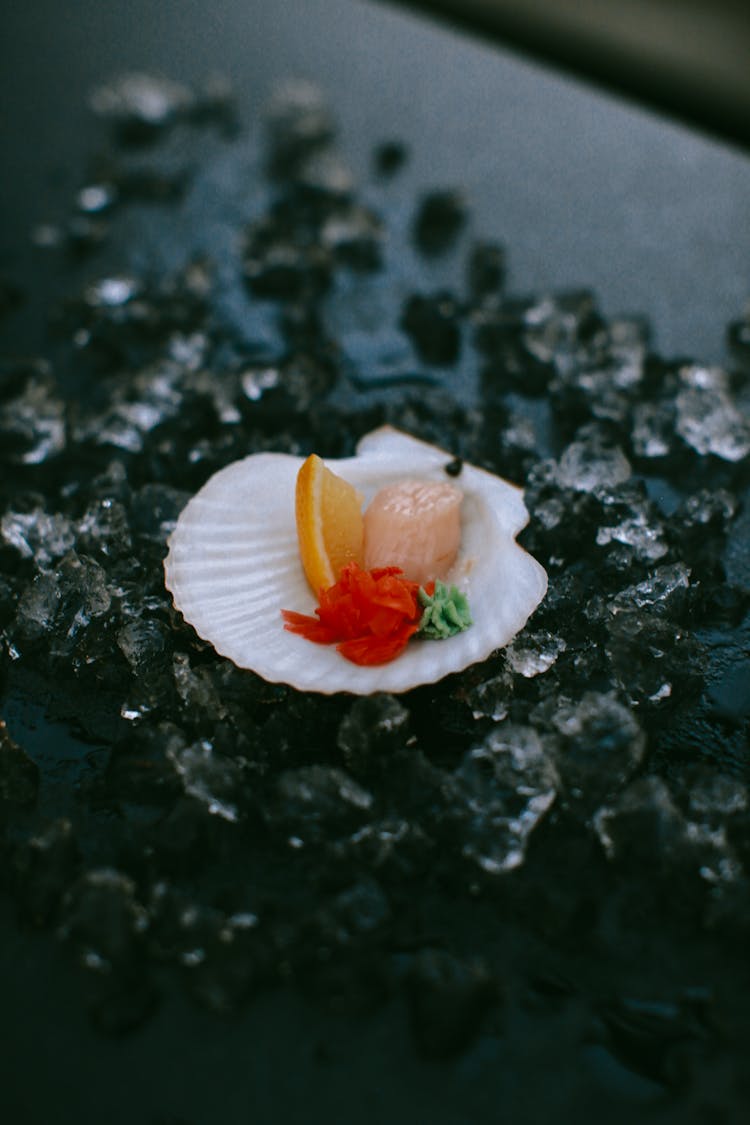 Caviar With Slice Of Orange In Shell 