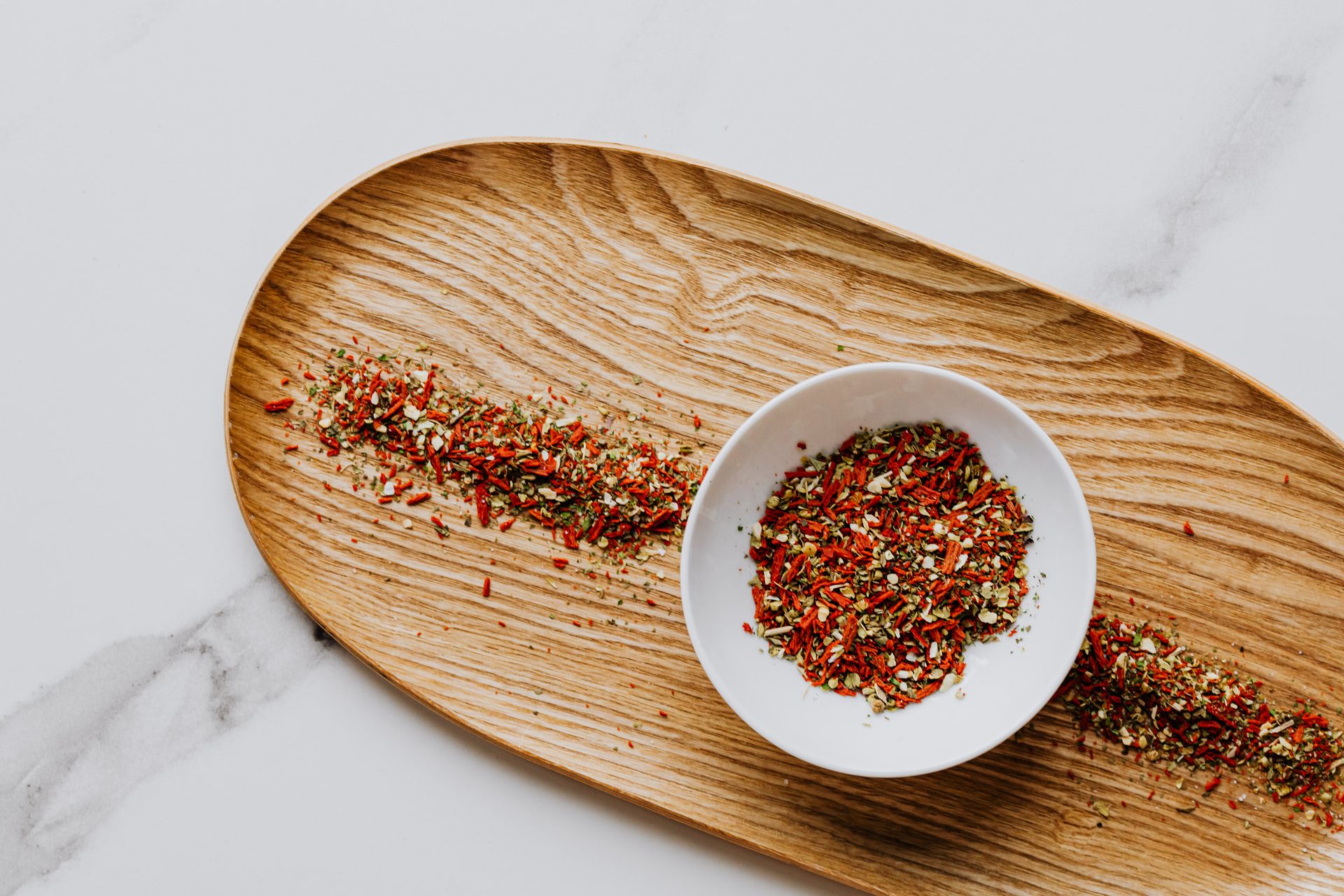 Herbs and Spices in White Ceramic Plate