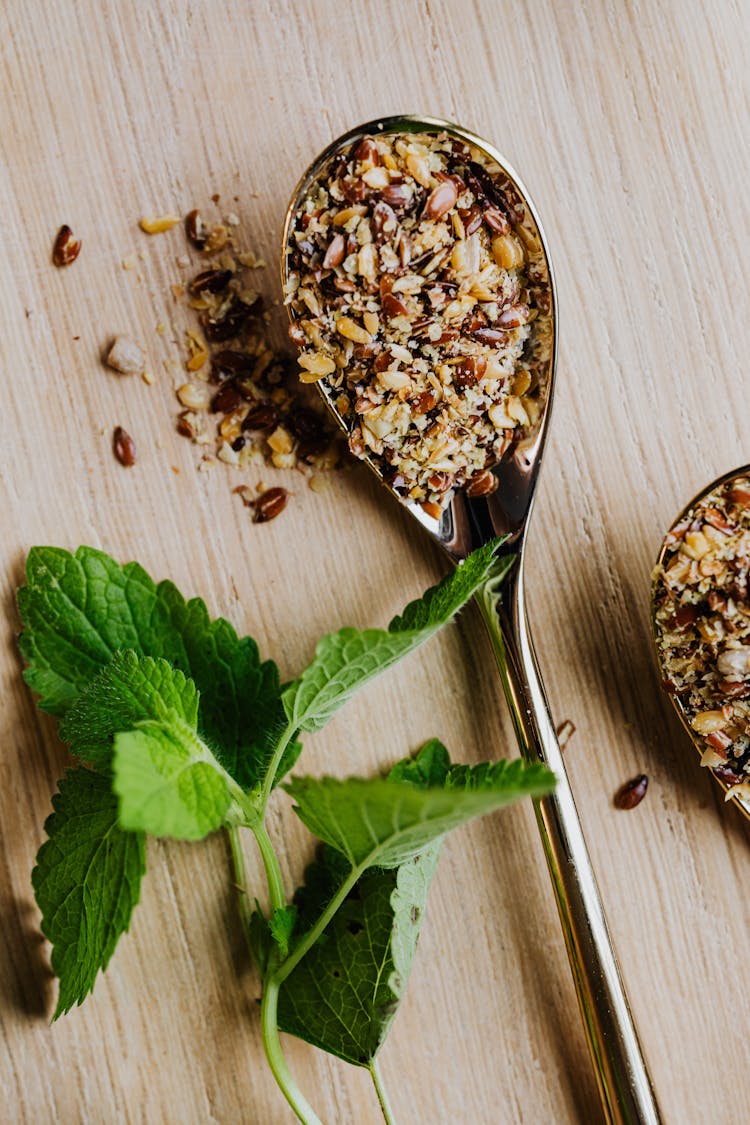 Spice Mix On Metal Spoon