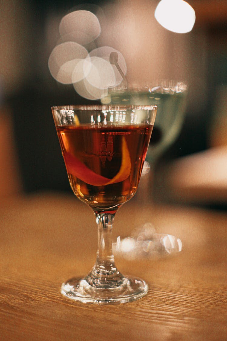 Cocktail Glass On Bar Counter