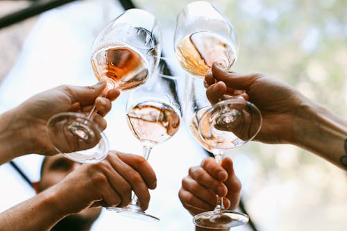 People Raising Glasses in a Toast 