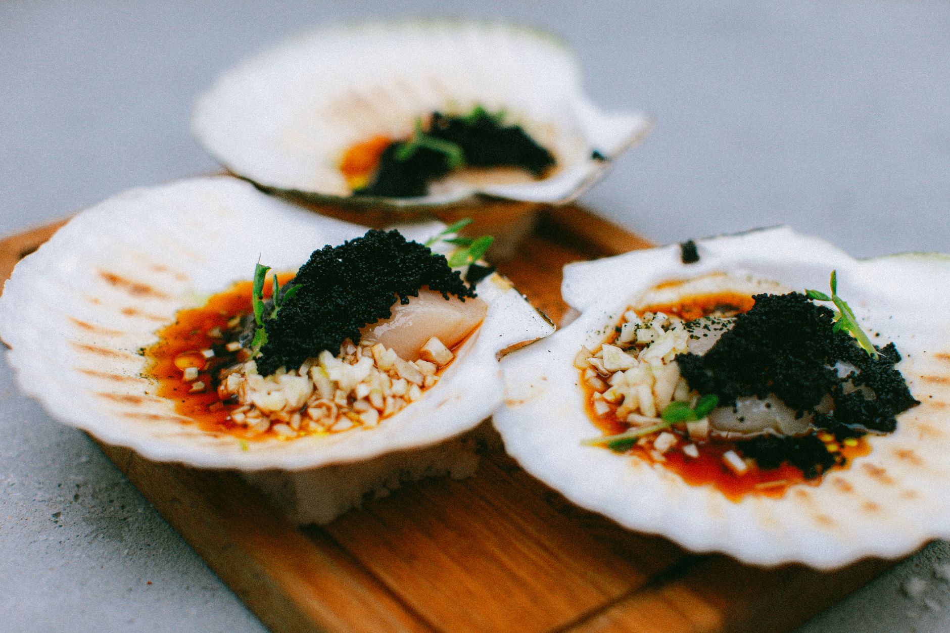 Fresh scallops ready to cook