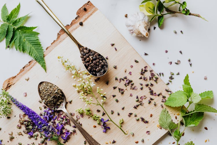 Spices And Herbs And Mint Leaves 