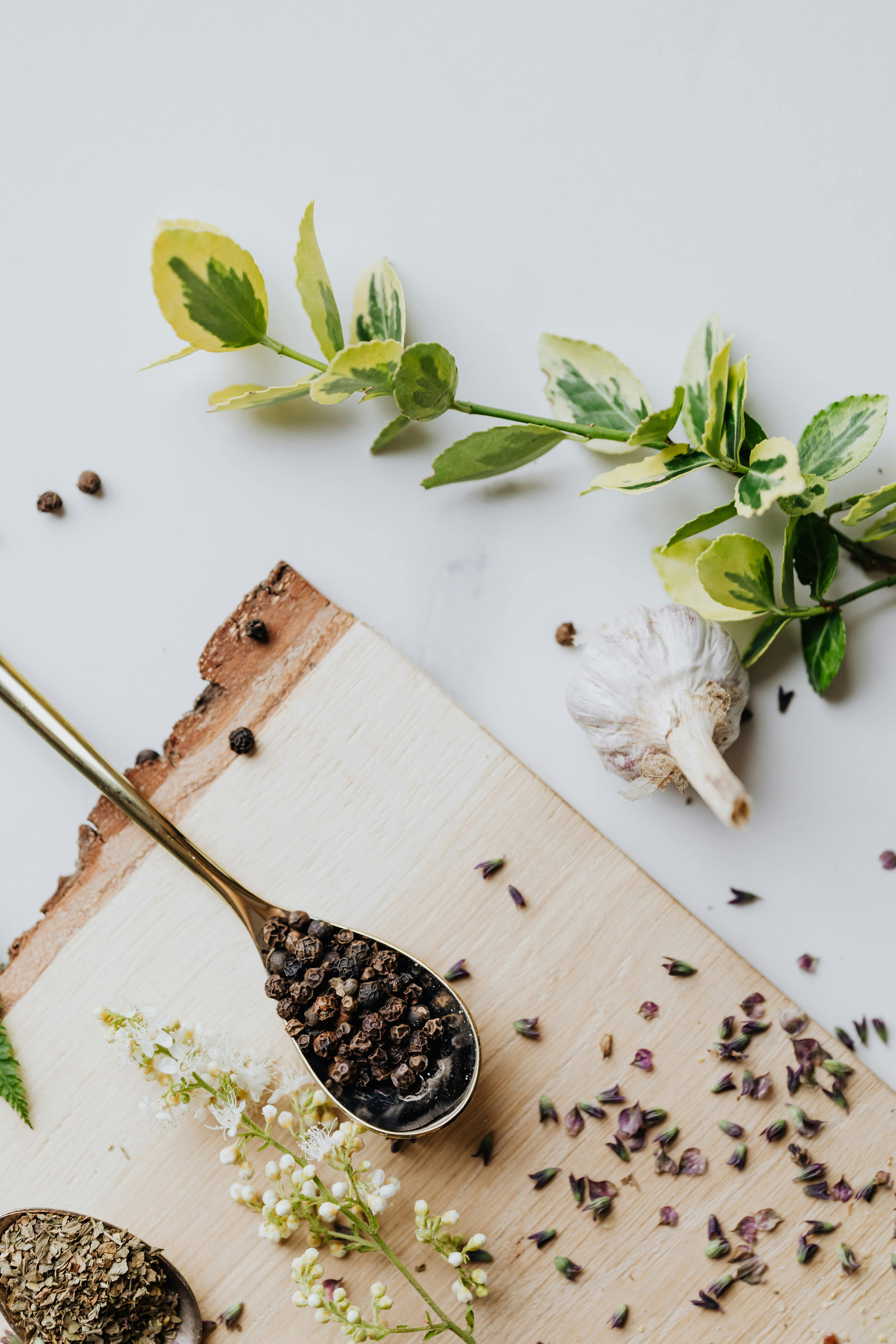 Herbs And Spices On Wooden Board · Free Stock Photo