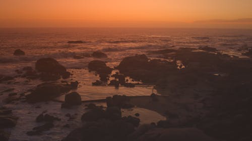 Rocky Shore During Sunset