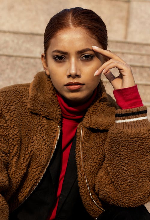 Woman Wearing Brown Fur Coat