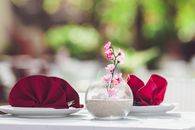 Pink Roses in Clear Glass Vase on White Table