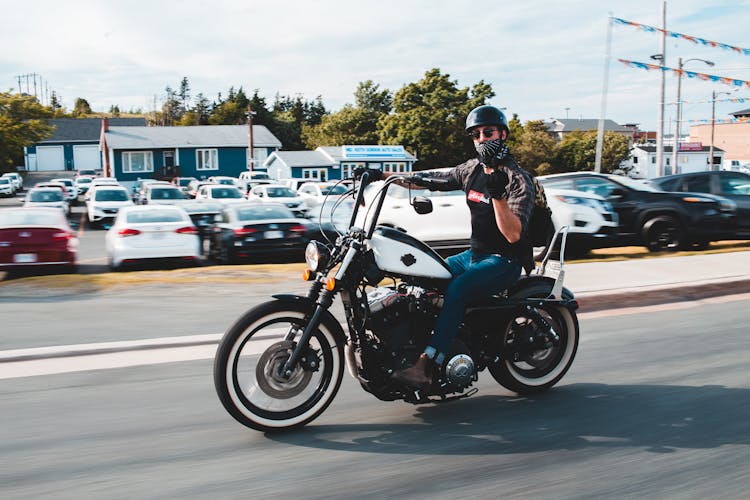 Unrecognizable Biker On Chopper Motorcycle