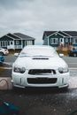 Car front side in soap