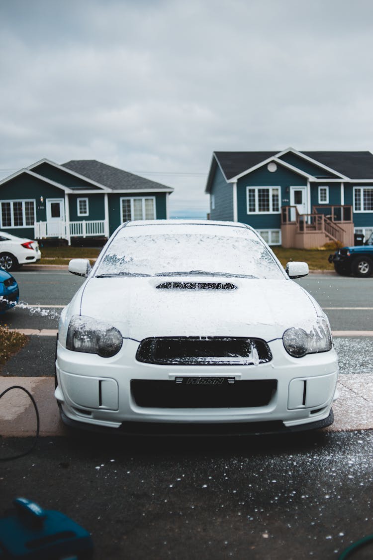 Car Front Side In Soap