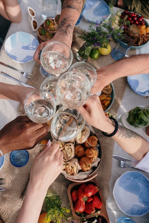 Free Clear Drinking Glasses on Table Stock Photo