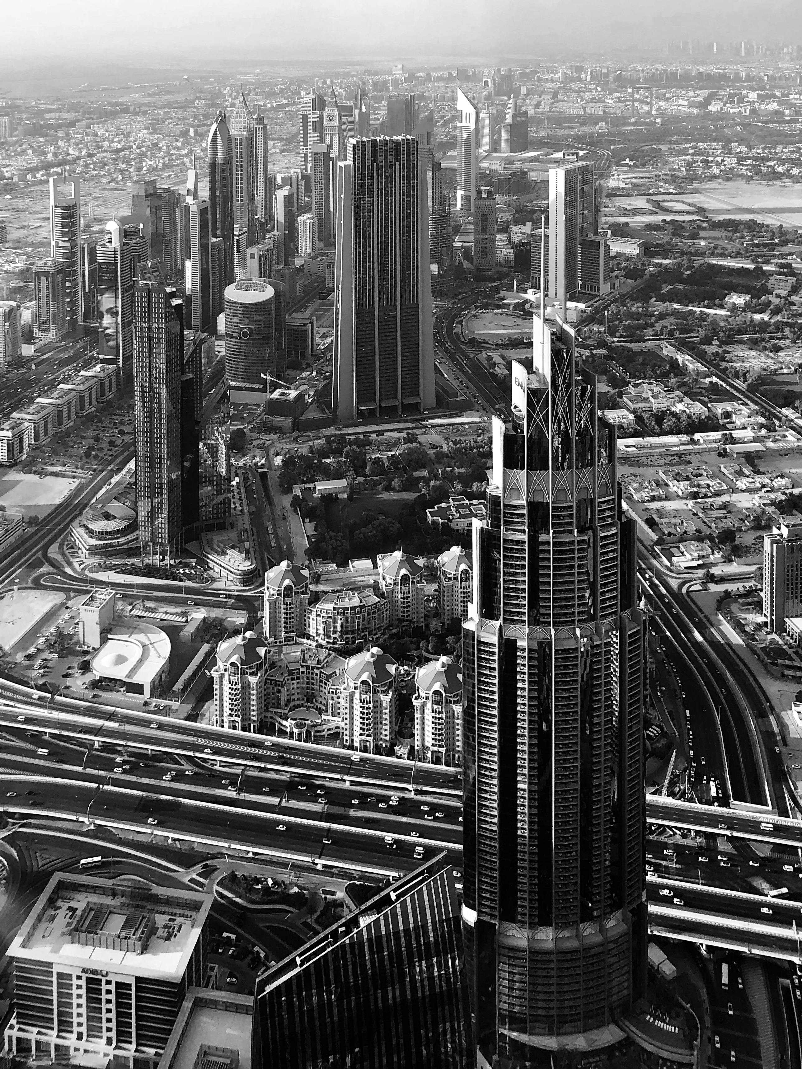 aerial view of city buildings