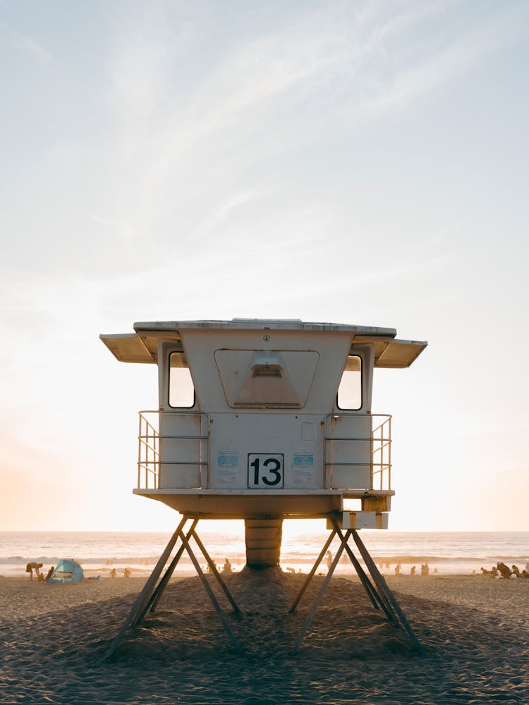 White Lifeguard Tower At The Beach