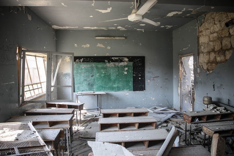 A Photo Of An Abandoned Classroom