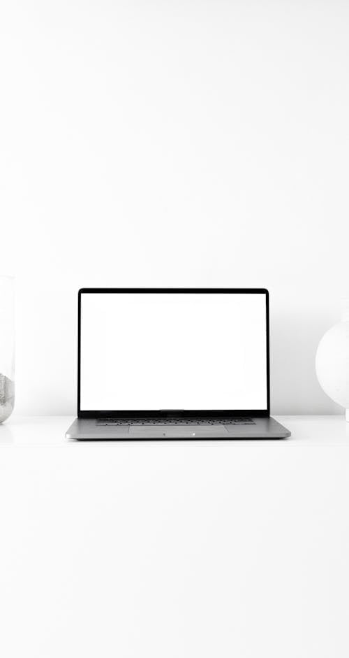 Laptop Computer with White Screen