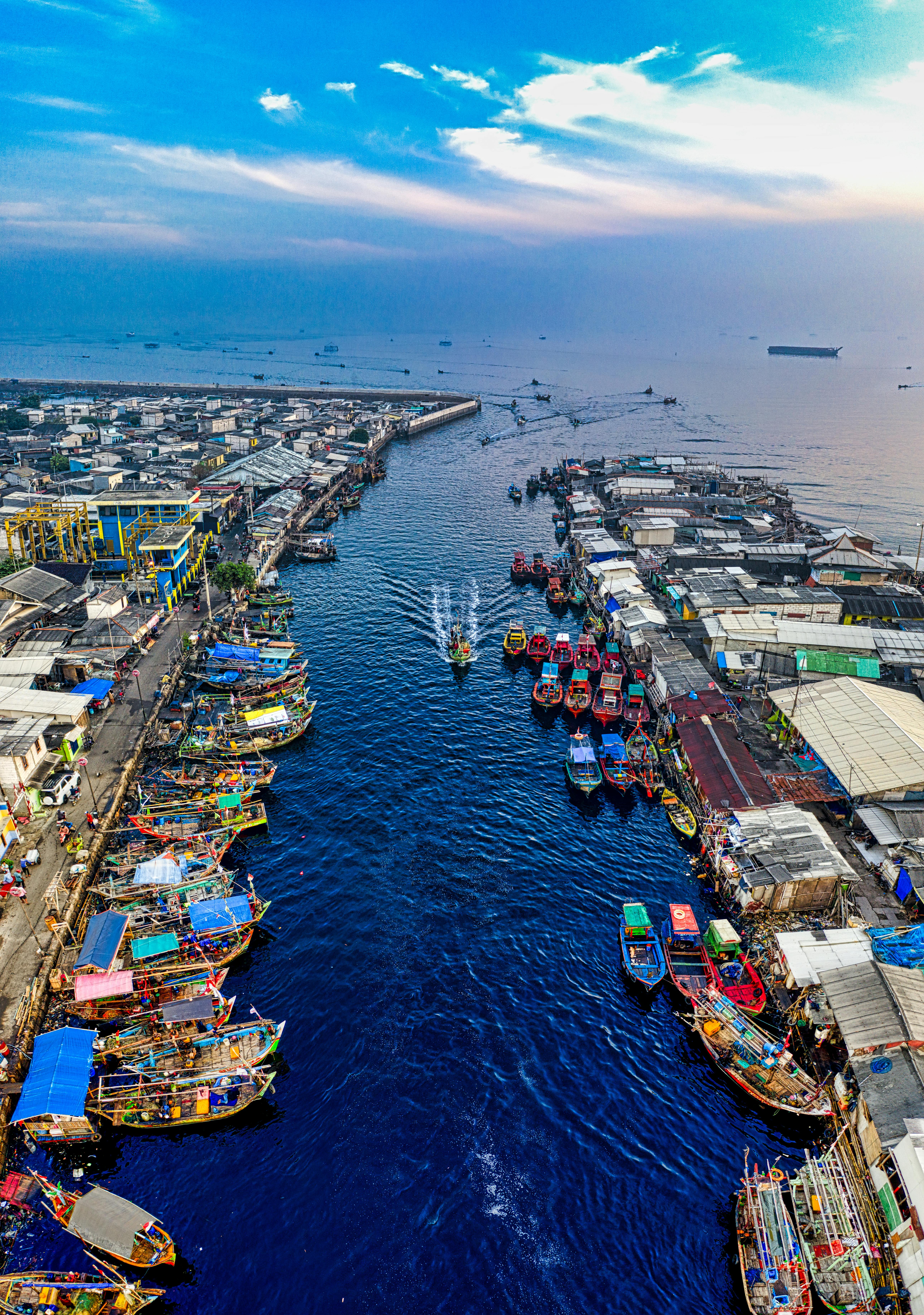 fishing sea city landscape