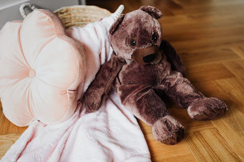 Girl in Lingerie with a Teddy Bear Stock Photo - Image of happy, furry:  135991520