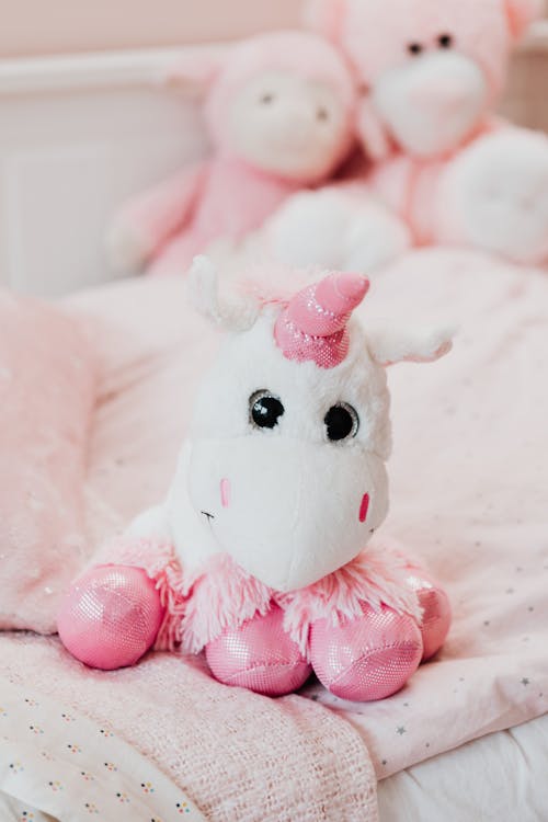 Free White and Pink Unicorn Plush Toy Stock Photo