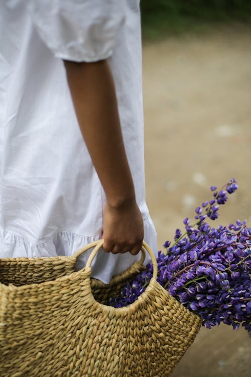 Person Holding Brown Woven Basket