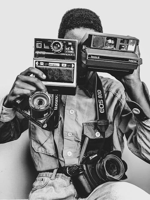 Foto d'estoc gratuïta de blanc i negre, càmera antiga, càmeres