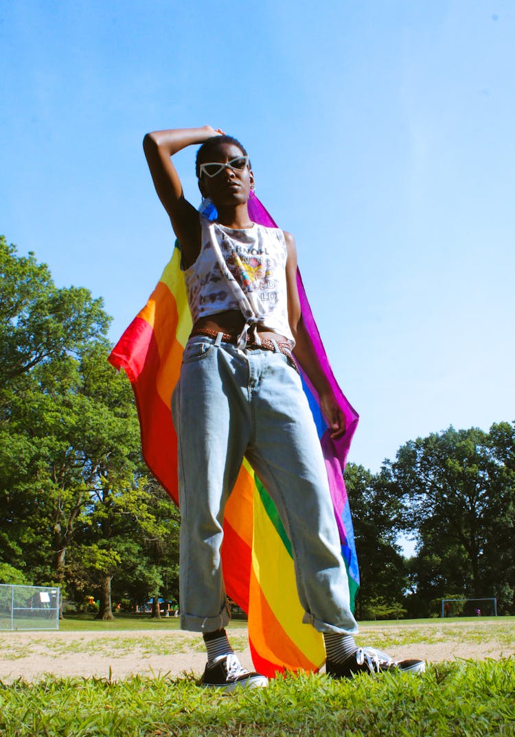 Woman Holding A Pride Flag