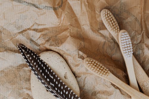 Close-up of Eco-friendly Bamboo Toothbrushes