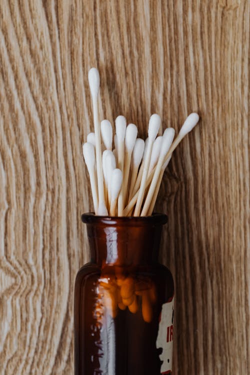 Free Cotton Buds in Bottle Stock Photo