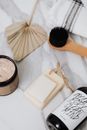 Brown Wooden Handled Black Round Container