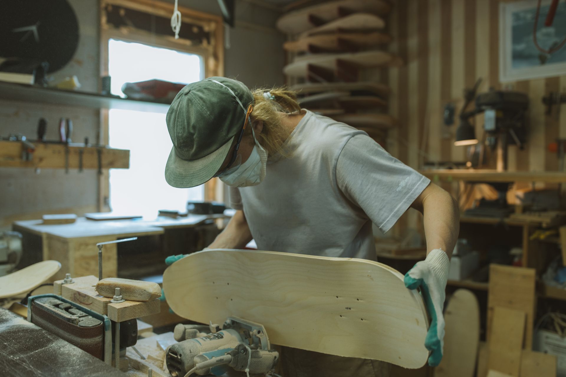 A Man Making a Skateboard